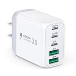 50W USB C Wall Charger Block, 1Pack 5-Port C Charger Fast Charging Block Dual PD Power Adapter&QC 3.0 Wall Plug Multiport Type C Charging Cube Brick for iPhone 16/15/14/13/12/11 Pro Max, iPad,Samsung