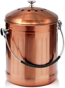 ENLOY Compost Bin for Kitchen Countertop, 1.3 Gallon Matte Copper Stainless Steel Compost Bucket with Lid, Odorless Food Waste Bucket with 2 Charcoal Filters, Indoor Compost Pail with SOFT-GRIP Handle