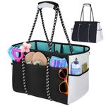 RAINSMORE Beach Bags for Women Extra Large Summer Beach Bags Beach Tote Bag with Pocket Neoprene Multipurpose 30L Beach Bag Handbags for Pool Travel Shopping Gym Picnic