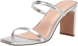 The Drop Women's Avery Square-Toe Two-Strap High Heeled Sandal, Silver, 8.5