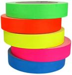 AISEY Neon Gaffer Cloth Tape, Fluorescent Colors Pro Gaff Tape Duct Tape UV Blacklight Glow in The Dark Tape for UV Party 0.6 inch x 16.5 feet, 5 Pack