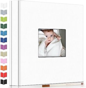 Artfeel Photo Album Self Adhesive Scrapbook Album for 3x5 4x6 5x7 8x10 Pictures,60 Pages Linen Cover with Display Window DIY Photo Book,Ideal Gifts for Family Travel Wedding Baby