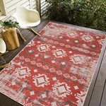 ERBANICA DÉCOR Quick Dry Traditional Red Beige Indoor/Outdoor Rug for Patio, Deck, Backyard, Picnic, Camping, BBQ, RV’s, Beach (6'7" x 9', Traditional Red Beige)