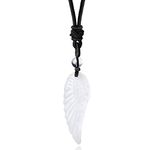 MAIBAOTA Angel Wings Crystal Necklace for Men Women Adjustable Rope Natural Healing Stone Pendant Necklaces Reiki Energy Quartz Gemstone Jewelry (White-Clear Quartz)