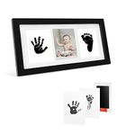 Baby Hand and Footprint Kit,Newborn Baby Picture Frame - Baby Prints Photo Keepsake Frame with Safe Clean-Touch Inkless Ink Pad,Gift for New Parents or Baby Registry,Baby Shower Gifts. Black