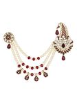 I Jewels Gold Plated Traditional Stone Pearl Drop Safa Kalangi Brooch for Groom/Men/Dulha Pagadi (SM59M)