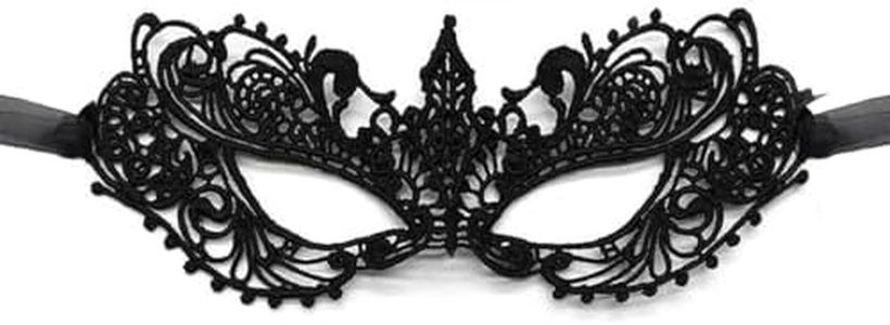 MYMENU Masquerade Mask for Women Venetian Lace Eye Masks For Party Prom Ball Costume Mardi Gras Party Supply (Black Lace)