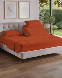 Split Head King Sheet Set – 4 Piece Flex Split Top King Sheets for Adjustable Beds - Fits 14” to 16" Mattress w/ Deep Pockets - Soft, Breathable & Cooling - Luxury Bedding & Wrinkle Free - Terracotta