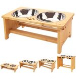 HTB Elevated Dog Bowls,Raised Dog Bowl Stand with 2 Stainless Steel Bowls Dog Food Bowls for Large Medium Small Sized Breed Dogs