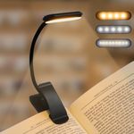 9 LED Book Light, Dimmable Reading Light Clip on Book Light, 3 Eye-Protecting Modes Book Lamp (Warm&Cool White), USB Rechargeable Flexible Reading Light, for Kids Reading, Bedside, Tablet(Black)