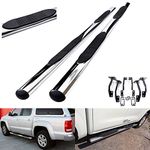 RZG Polished Chrome Stainless Steel 4" Side Step Skirt Rails Protection Bar Running Board Kit for 2010-2020 VW Amarok Pickup Truck