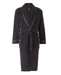 THE SAVILE ROW COMPANY LONDON Men's Lightweight Super Soft Warm Fleece Bath Robe Dressing Gown - Black Rope Edge Plain - X-Large