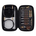 BOOSTEADY Gun Cleaning Kit .17 .22/.223/5.56MM .243 .280 .30 .357/9MM .40 .45 12GA Multi-Caliber Phosphor Bristle Bore Brushes with Flexible Threaded Bore Cleaning Coated Cables in Zippered Case