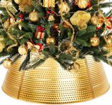 Metal Christmas Tree Collar, Christmas Tree Ring Christmas Tree Skirt Base Stand, Perfect for Most Real or Artificial Trees Holiday Decoration(Gold)