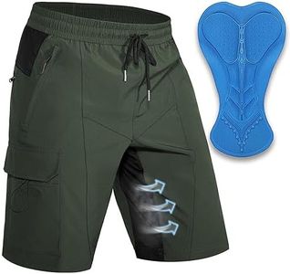 Hiauspor Men's Padded Mountain Bike Shorts Loose Fit Quick Dry Cycling Shorts Biking for Men with 5 Pockets(Army Green,Small)