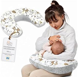 Totsy Baby Coussin Allaitement et Grossesse 130 cm- Coussins d'allaitement Bebe et Oreiller de maternité pour Femme Enceinte Minky Petit oreillers Maternite Cerf Gris