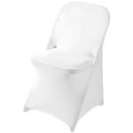 48 Pack White Stretch Fitted Spandex Folding Chair Cover for Wedding Party Dining Banquet Event