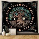 HASTHIP Tree Of Life Tapestry Wall Hanging Wishing Tree Aesthetic Tapestries Psychedelic Wall Carpet Mystic Aesthetic Wall Tapestry (51Inch X 59Inch) (Multi-Colour)