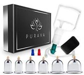 PURAVA Chines Cupping Therapy Set with Vacuum Pump - Cupping Set for Tension, Ba