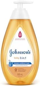 Johnson's Baby 3-in-1 Hypoallergenic Gentle Tear-Free Conditioning Baby Shampoo & Cleansing Wash 500mL|With honey & wheat extracts for soft, manageable hair| Leaves hair smelling fresh, moisturised & looking shiny