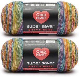 Red Heart Super Saver Bitty Stripe Rainbow Yarn - 2 Pack of 10oz/283g - 100% Acrylic - #4 Worsted (Medium) - 515 Yards - Knitting/Crochet