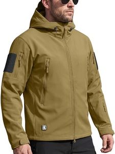 FREE SOLDIER Men's Outdoor Waterproof Soft Shell Hooded Military Tactical Jacket (Olive Medium)