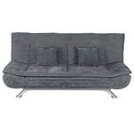 INMOZATA Linen Fabric Sofa Bed Double 3 Seater Recliner Sofa 188cm Spring Corner Couch Lounge Sofa Bed with Two Cushions/Chrome Legs for Living Room Bedroom Home Office Furniture Grey (Linen)