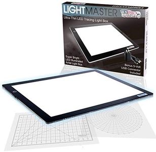 U.S. Art Supply Lightmaster 24.3" Diagonal Professional (A3) 12"x17" LED Lightbox Board 12-Volt Super-Bright Ultra-Thin 3/8" Profile Light Box Pad Dimmable - Measuring Overlay Grid & Circle Template