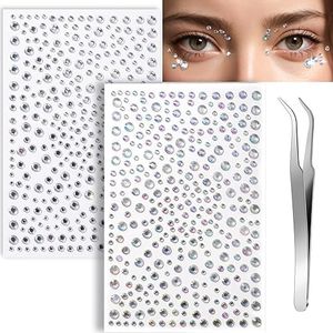 Teenitor Face Gems Makeup Face Rhinestone Self Adhesive Gems Stickers for Face, 650PCS Face Jewels Festival Makeup Eye Jewels Stick On Rhinestone for Face, Hair, Body, Eye