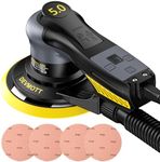 DEVMOTT Random Orbital Sanders 5.0mm, 360W Brushless Electric Orbital Sander with 150mm/6IN Backing Plate, 6 Variable Speed to 10000RPM, Hand Sander for Wood Sanding