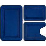 BYSURE Navy Blue Bathroom Rugs Sets 3 Piece Memory Foam Non Slip Bath Mats for Bathroom Floor, Soft Washable Bathroom Mats and Rugs Sets for Toilet Shower Sink