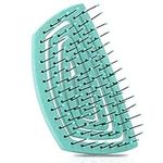 Ninabella Organic Mini Detangle Hair Brush for Women, Men & Children - Does not Pull the Hair - Hair Straightening Brushes for Curly, Straight & Wet Hair - Unique Spiral Hairbrush Green