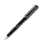 Lamy Safari Medium Nib Fountain Pen | Sturdy Plastic, Shiny Black | Metal Clip | Ergonomic Grip | Steel Nib, Polished | with Ink Cartridge T 10 Blue | with Converter Z 28