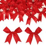 COLOFALLA 50pcs 8.5cm Red Bows for Crafts Gift Wrapping Christmas Tree Red Gift Bows Xmas Ribbon Bows for Crafting Card Making Embellishments