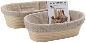 Grandtobuy 10" Oval Bread Proofing Basket Pack of 2 Sourdough Bannetons Bortform Proving Rattan Cane with Linen Cloth Liner