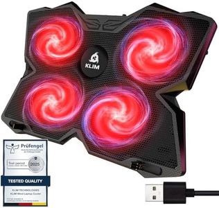 KLIM Wind Laptop Cooling Pad - Support 11 to 17 Inch Laptops, PS4-4 Fans - Light, Quiet, Powerful Cooling - Gamer USB Slim Portable Laptop Stand - NEW 2021 Version - Black