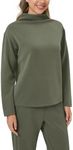 ODODOS Women's Modal Soft Mock Neck Pullover Long Sleeve SweatShirts Relaxed Casual Tops, Dark Sage, Medium