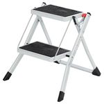 SONGMICS 2-Step Ladder, Folding Ladder, 7.9-Inch Deep Steps Covered with Non-Slip Rubber, with Handle, Max. Static Load 330 lb, Steel, Cloud White UGSL02WT