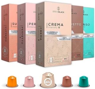 BrewBlack Variety Pack - 50 Aluminium Coffee Pods Compatible with Nespresso Original line - Medium & Dark Roast Coffee Capsules Made in Italy