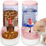 UniqueFit Pets Cats Dogs Automatic Waterer and Food Feeder 3.8 L with 1 Water Dispenser and 1 Pet Automatic Feeder (Light Pink)