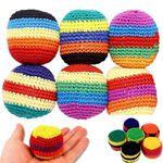 6 Pack Crochet Footbag, Handmade Hacky Sack Kick Balls, Multicolor Knitted Juggling Balls, Indoor Outdoor Game Toys for Kids & Adults, Easter Party Favors