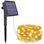 HKV Solar String Light 120LEDs 12m Copper Wire Indoor Outdoor Decorative Lighting for Home Garden Balcony Diwali Christmas Party (120 LED)