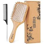 Hair Brush, Eco-Friendly Natural Wooden Bamboo Paddle Hairbrush for Long Short Curly Thick Thin Hair for Men Women Kids, Massaging Scalp, Reducing Tangle & Hair Breakage, Promoting Hair Growth