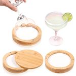 Margarita Salt Rimmer with Magnetic Swivel Lid - Bamboo Salt&Sugar Rimmer for Cocktails - Bar Party Salt Glass Rimming for Drinks Bartender Tool Salt Box Spice Container for Wide Glasses up to 4.72 In