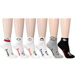 Walkon For Women Girls Colorful PEANUTS Character Cartoon Crew Ankle Sockcs, A3. Snoopy - Ankle ( 6pack ), 5-9