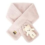 Cute Bear Plush Bib Scarf for Adult and Child, Winter Warm Cartoon Little White Bear Plush Scarf All-Match Cross Scarf Super Soft Warm and Thick Plush Scarf (Beige)