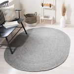SAFAVIEH Braided Collection Area Rug - 6' x 9' Oval, Grey, Handmade Country Cottage Reversible Wool, Ideal for High Traffic Areas in Living Room, Bedroom (BRD901F)