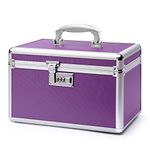 Combination Locking Medication Box with Portable Storage Case, Childproof Medicine Lock Organizer, 12.2''x 7.2''x 7.6'', Lockable Empty First Aid Storage Chest, Lockbox for Drugs use (Purple/Medium)