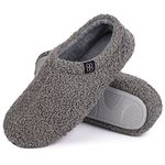 HomeTop Women's Fuzzy Curly Fur Memory Foam Loafer Slippers with Polar Fleece Lining (7-8 M, Ash Gray)