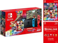 Nintendo Switch Neon Red/Neon Blue with Mario Kart 8 Deluxe and 3 Month Nintendo Switch Online Membership